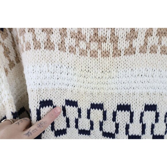 Vtg 90s Streetwear Mens XL Distressed Chunky Cotton Fair Isle Knit Sweater USA - Picture 4 of 13